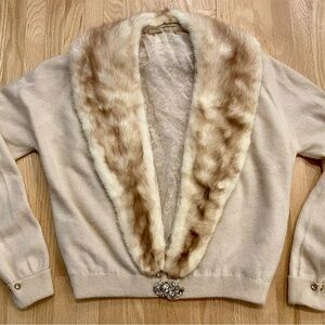 1940’s vintage Dalton’s virgin cashmere mink collar glam pinup starlet